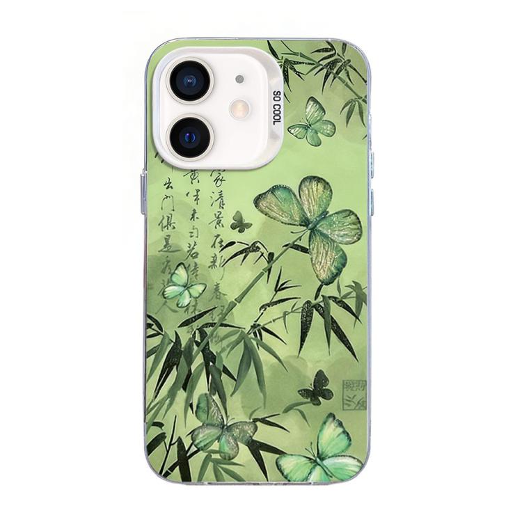蝴蝶圖案銀鍍PC混合TPU手機殼，適用於iPhone 12 mini、iPhone 11 Pro Max、iPhone 11、iPhone 11 Pro、iPhone XS / X、iPhone XR