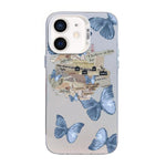 蝴蝶圖案銀鍍PC混合TPU手機殼，適用於iPhone 12 mini、iPhone 11 Pro Max、iPhone 11、iPhone 11 Pro、iPhone XS / X、iPhone XR