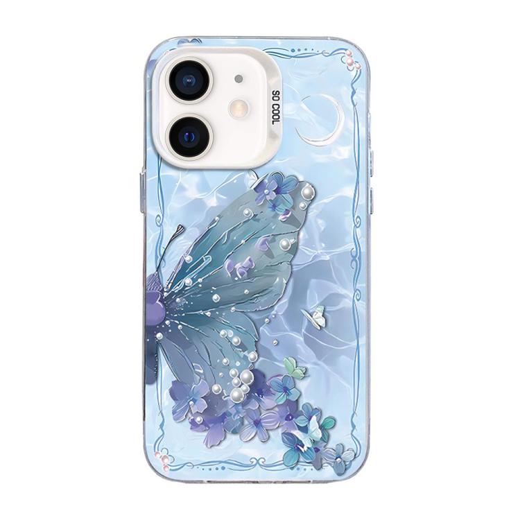 蝴蝶圖案銀鍍PC混合TPU手機殼，適用於iPhone 12 mini、iPhone 11 Pro Max、iPhone 11、iPhone 11 Pro、iPhone XS / X、iPhone XR