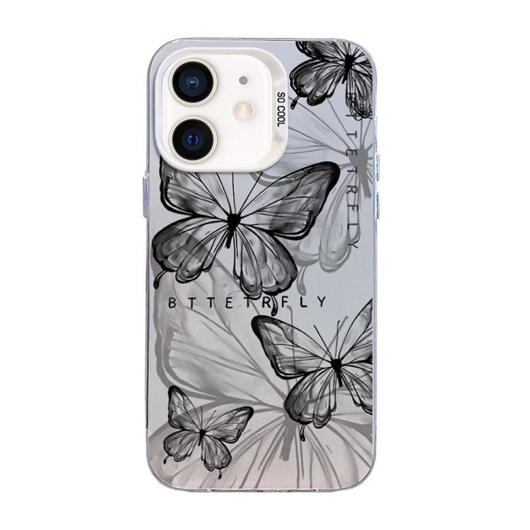蝴蝶圖案銀鍍PC混合TPU手機殼，適用於iPhone 12 mini、iPhone 11 Pro Max、iPhone 11、iPhone 11 Pro、iPhone XS / X、iPhone XR