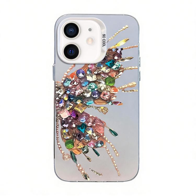 蝴蝶圖案銀鍍PC混合TPU手機殼，適用於iPhone 12 mini、iPhone 11 Pro Max、iPhone 11、iPhone 11 Pro、iPhone XS / X、iPhone XR