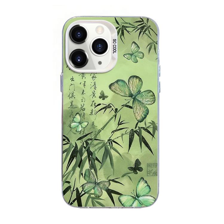 蝴蝶圖案銀鍍PC混合TPU手機殼，適用於iPhone 12 mini、iPhone 11 Pro Max、iPhone 11、iPhone 11 Pro、iPhone XS / X、iPhone XR