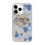 蝴蝶圖案銀鍍PC混合TPU手機殼，適用於iPhone 12 mini、iPhone 11 Pro Max、iPhone 11、iPhone 11 Pro、iPhone XS / X、iPhone XR