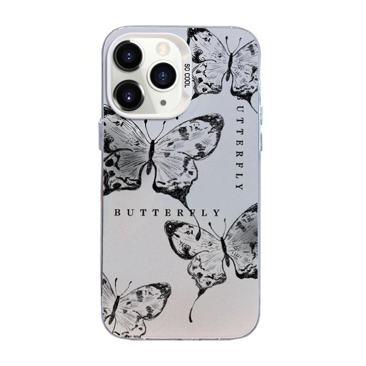 蝴蝶圖案銀鍍PC混合TPU手機殼，適用於iPhone 12 mini、iPhone 11 Pro Max、iPhone 11、iPhone 11 Pro、iPhone XS / X、iPhone XR