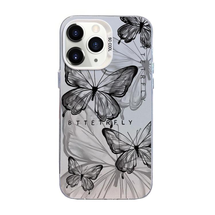 蝴蝶圖案銀鍍PC混合TPU手機殼，適用於iPhone 12 mini、iPhone 11 Pro Max、iPhone 11、iPhone 11 Pro、iPhone XS / X、iPhone XR