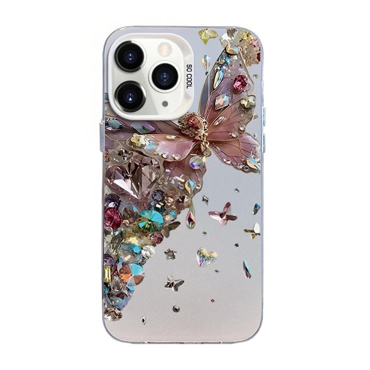 蝴蝶圖案銀鍍PC混合TPU手機殼，適用於iPhone 12 mini、iPhone 11 Pro Max、iPhone 11、iPhone 11 Pro、iPhone XS / X、iPhone XR
