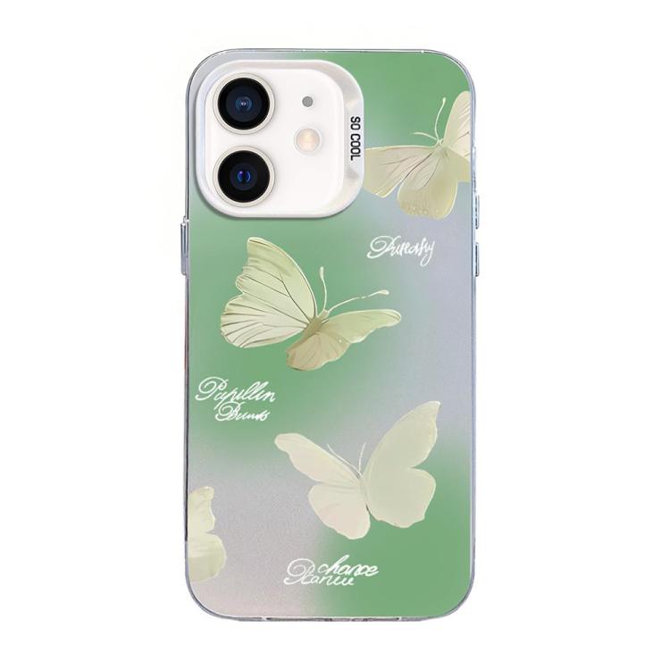 蝴蝶圖案銀鍍PC混合TPU手機殼，適用於iPhone 12 mini、iPhone 11 Pro Max、iPhone 11、iPhone 11 Pro、iPhone XS / X、iPhone XR