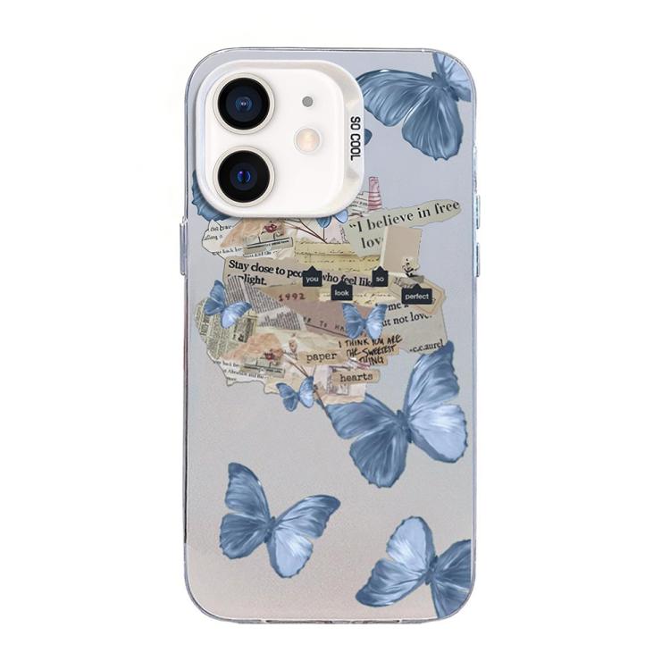 蝴蝶圖案銀鍍PC混合TPU手機殼，適用於iPhone 12 mini、iPhone 11 Pro Max、iPhone 11、iPhone 11 Pro、iPhone XS / X、iPhone XR