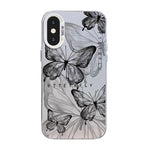 蝴蝶圖案銀鍍PC混合TPU手機殼，適用於iPhone 12 mini、iPhone 11 Pro Max、iPhone 11、iPhone 11 Pro、iPhone XS / X、iPhone XR