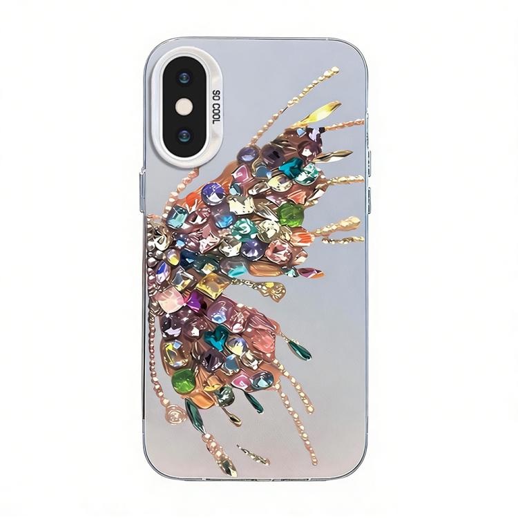 蝴蝶圖案銀鍍PC混合TPU手機殼，適用於iPhone 12 mini、iPhone 11 Pro Max、iPhone 11、iPhone 11 Pro、iPhone XS / X、iPhone XR