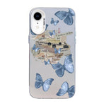 蝴蝶圖案銀鍍PC混合TPU手機殼，適用於iPhone 12 mini、iPhone 11 Pro Max、iPhone 11、iPhone 11 Pro、iPhone XS / X、iPhone XR