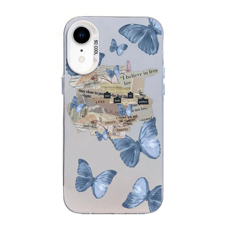 蝴蝶圖案銀鍍PC混合TPU手機殼，適用於iPhone 12 mini、iPhone 11 Pro Max、iPhone 11、iPhone 11 Pro、iPhone XS / X、iPhone XR