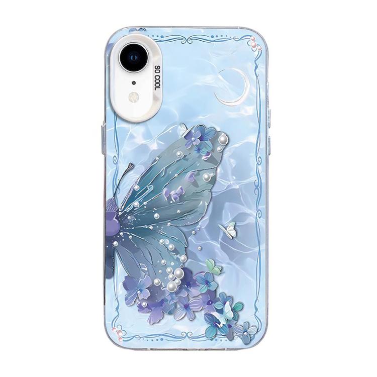 蝴蝶圖案銀鍍PC混合TPU手機殼，適用於iPhone 12 mini、iPhone 11 Pro Max、iPhone 11、iPhone 11 Pro、iPhone XS / X、iPhone XR