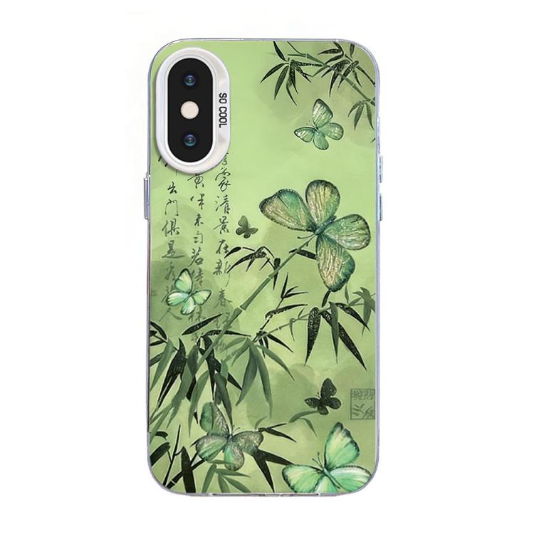 蝴蝶圖案銀鍍層 PC 混合 TPU 手機殼，適用於 iPhone XS Max、iPhone 8 Plus / 7 Plus