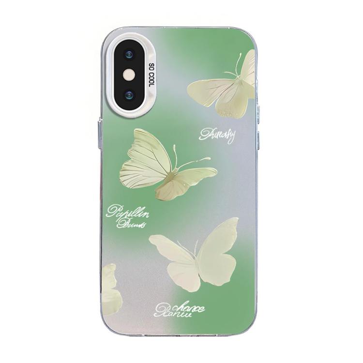 蝴蝶圖案銀鍍層 PC 混合 TPU 手機殼，適用於 iPhone XS Max、iPhone 8 Plus / 7 Plus
