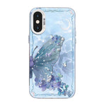 蝴蝶圖案銀鍍層 PC 混合 TPU 手機殼，適用於 iPhone XS Max、iPhone 8 Plus / 7 Plus