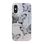 蝴蝶圖案銀鍍層 PC 混合 TPU 手機殼，適用於 iPhone XS Max、iPhone 8 Plus / 7 Plus