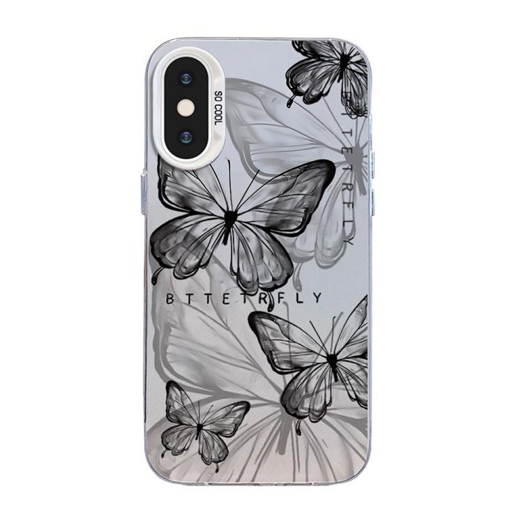 蝴蝶圖案銀鍍層 PC 混合 TPU 手機殼，適用於 iPhone XS Max、iPhone 8 Plus / 7 Plus