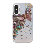 蝴蝶圖案銀鍍層 PC 混合 TPU 手機殼，適用於 iPhone XS Max、iPhone 8 Plus / 7 Plus