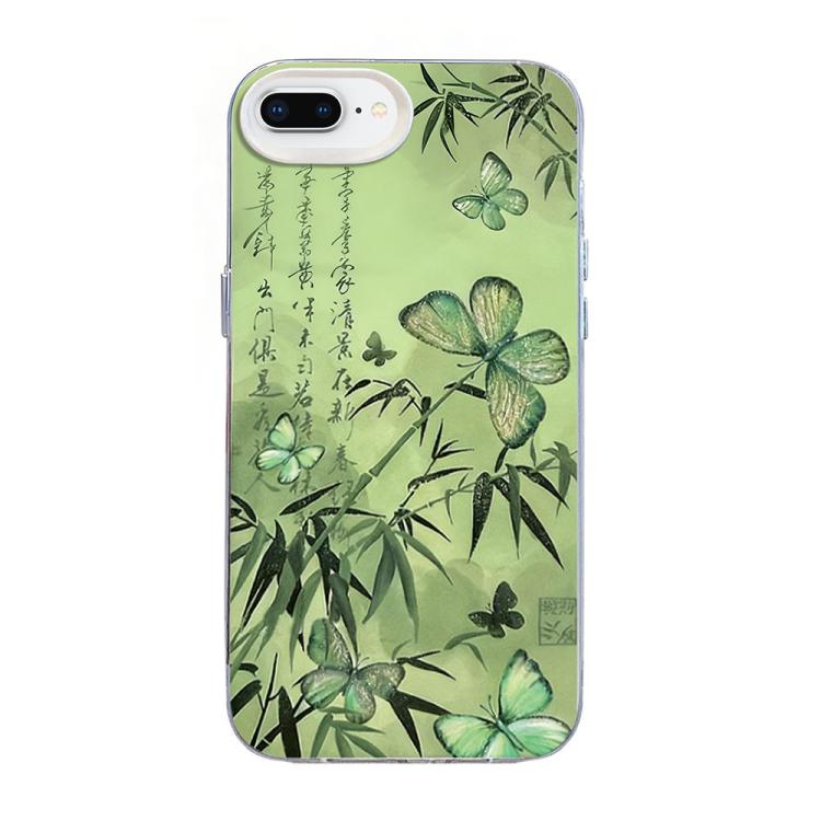 蝴蝶圖案銀鍍層 PC 混合 TPU 手機殼，適用於 iPhone XS Max、iPhone 8 Plus / 7 Plus