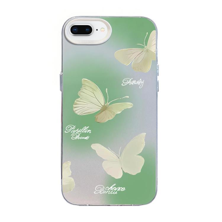 蝴蝶圖案銀鍍層 PC 混合 TPU 手機殼，適用於 iPhone XS Max、iPhone 8 Plus / 7 Plus