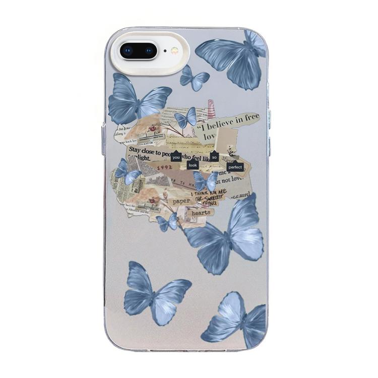 蝴蝶圖案銀鍍層 PC 混合 TPU 手機殼，適用於 iPhone XS Max、iPhone 8 Plus / 7 Plus