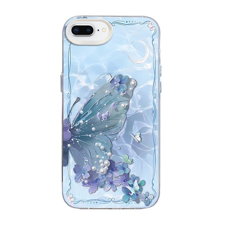 蝴蝶圖案銀鍍層 PC 混合 TPU 手機殼，適用於 iPhone XS Max、iPhone 8 Plus / 7 Plus