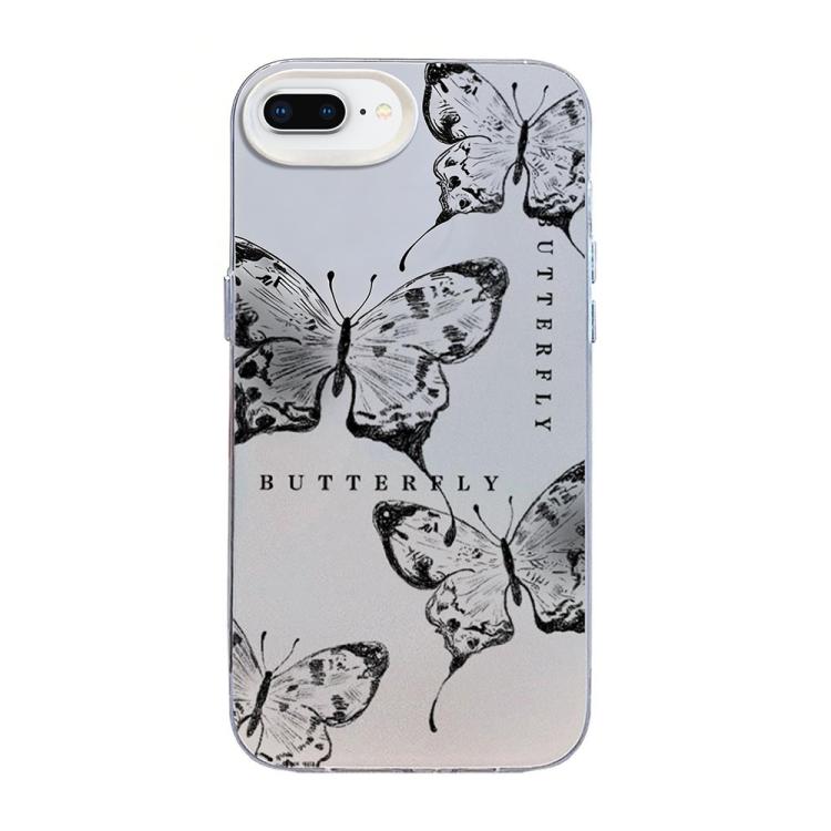 蝴蝶圖案銀鍍層 PC 混合 TPU 手機殼，適用於 iPhone XS Max、iPhone 8 Plus / 7 Plus