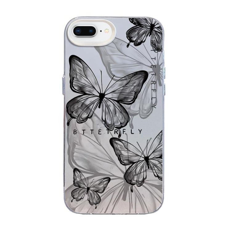 蝴蝶圖案銀鍍層 PC 混合 TPU 手機殼，適用於 iPhone XS Max、iPhone 8 Plus / 7 Plus