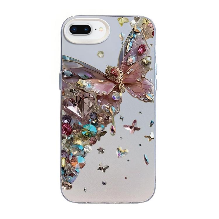蝴蝶圖案銀鍍層 PC 混合 TPU 手機殼，適用於 iPhone XS Max、iPhone 8 Plus / 7 Plus