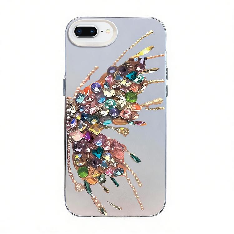 蝴蝶圖案銀鍍層 PC 混合 TPU 手機殼，適用於 iPhone XS Max、iPhone 8 Plus / 7 Plus