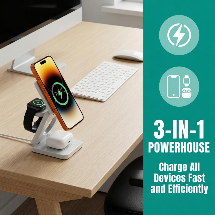 IW31 25W 可折疊 3 合 1 磁吸無線快速充電器