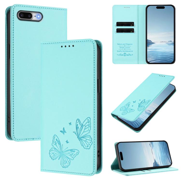 強磁雙蝶RFID素食皮革手機殼，適用於iPhone X / XS、iPhone XR、iPhone XS Max、iPhone 8 Plus / 7 Plus