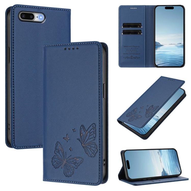 強磁雙蝶RFID素食皮革手機殼，適用於iPhone X / XS、iPhone XR、iPhone XS Max、iPhone 8 Plus / 7 Plus