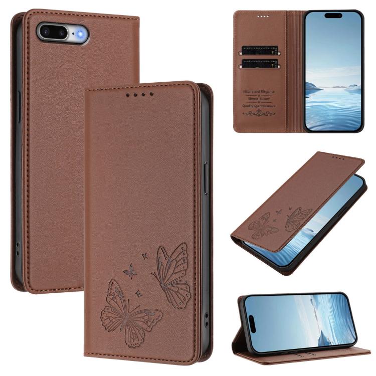 強磁雙蝶RFID素食皮革手機殼，適用於iPhone X / XS、iPhone XR、iPhone XS Max、iPhone 8 Plus / 7 Plus