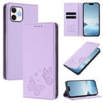 強磁雙蝶RFID素食皮革手機殼，適用於iPhone 12 Pro Max、iPhone 11 Pro Max、iPhone 11、iPhone 11 Pro