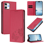 強磁雙蝶RFID素食皮革手機殼，適用於iPhone 12 Pro Max、iPhone 11 Pro Max、iPhone 11、iPhone 11 Pro