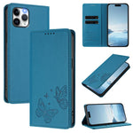 強磁雙蝶RFID素食皮革手機殼，適用於iPhone 12 Pro Max、iPhone 11 Pro Max、iPhone 11、iPhone 11 Pro