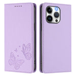 強磁雙蝶RFID素食皮革手機殼，適用於iPhone 14 Pro Max、iPhone 13 Pro Max、iPhone 13 Pro、iPhone 12 / 12 Pro