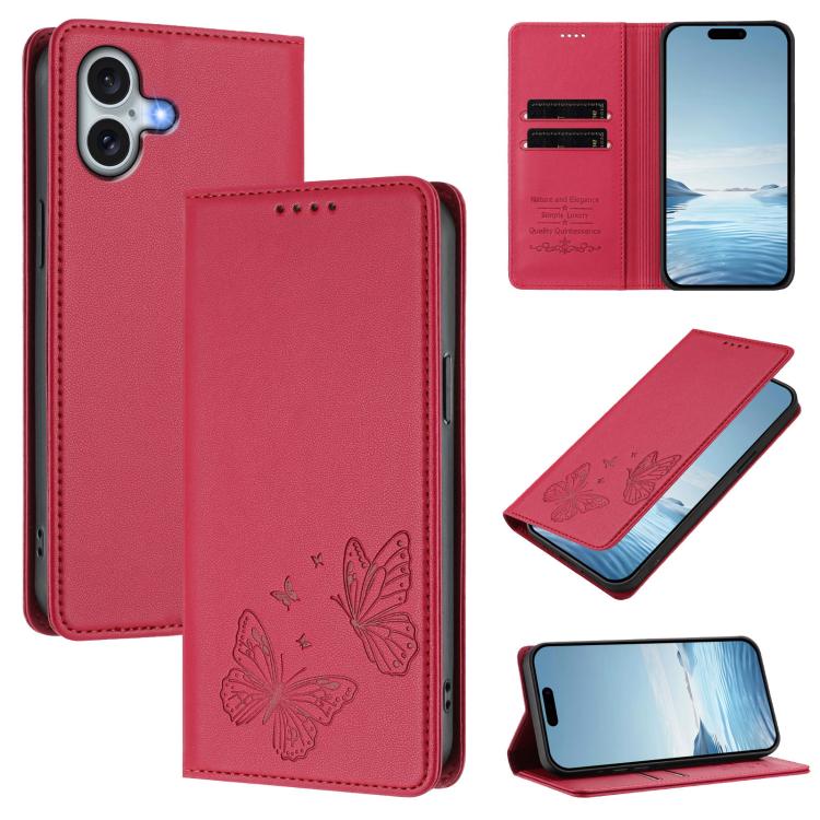 強力磁性雙蝶形RFID素皮手機殼，適用於iPhone Air、iPhone 16 Pro Max、iPhone 16 Pro、iPhone 16 Plus