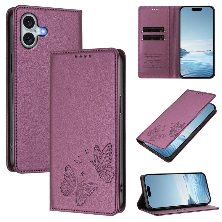 強力磁性雙蝶形RFID素皮手機殼，適用於iPhone Air、iPhone 16 Pro Max、iPhone 16 Pro、iPhone 16 Plus
