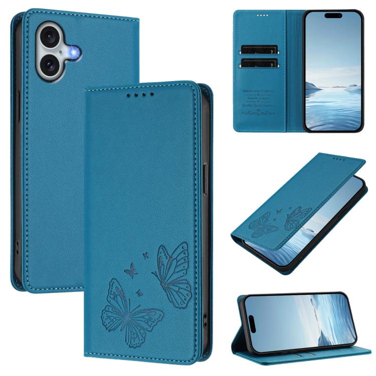 強力磁性雙蝶形RFID素皮手機殼，適用於iPhone Air、iPhone 16 Pro Max、iPhone 16 Pro、iPhone 16 Plus