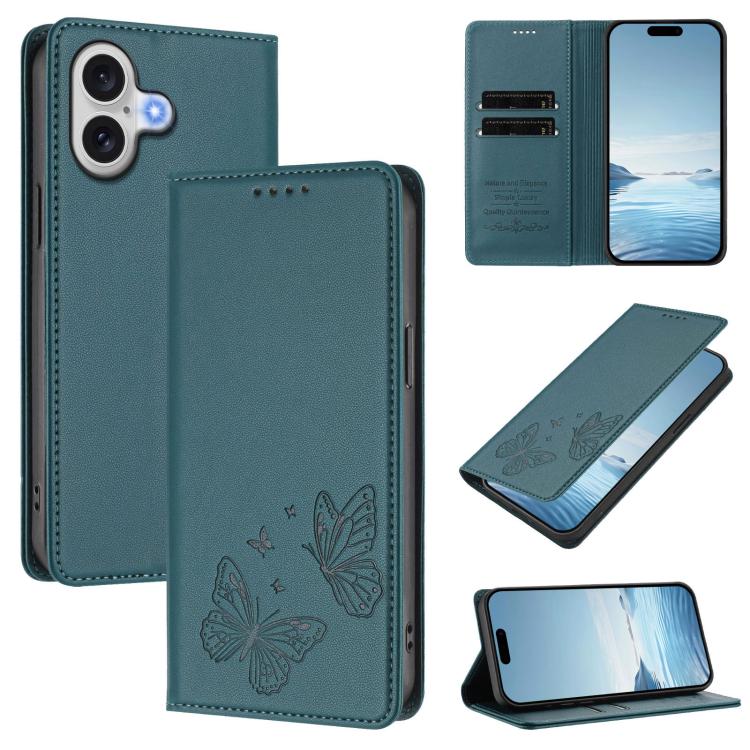 強力磁吸雙蝶形 RFID 素食皮革手機殼，適用於 iPhone 17e / 16e，iPhone 17 Pro Max，iPhone 17 Pro，iPhone 17