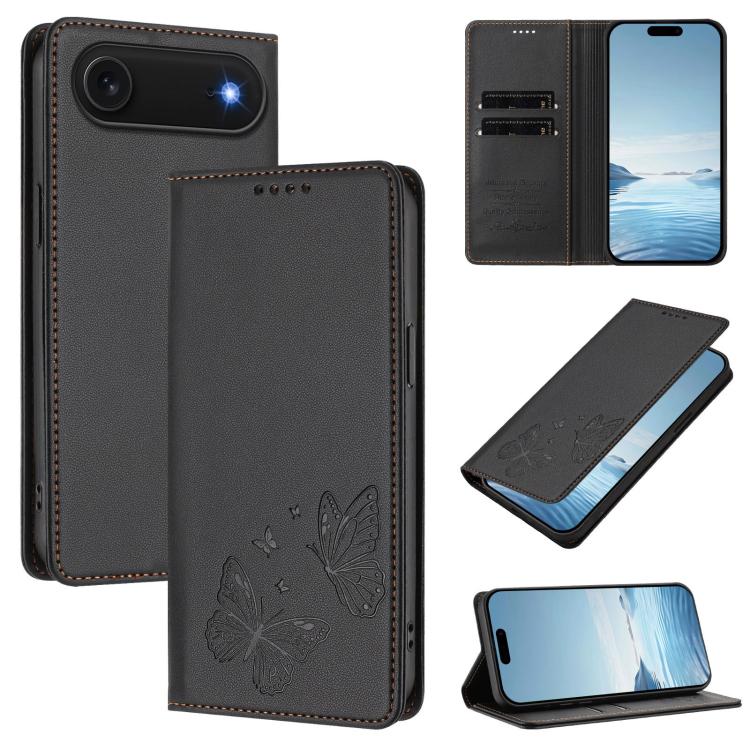 強力磁性雙蝶形RFID素皮手機殼，適用於iPhone Air、iPhone 16 Pro Max、iPhone 16 Pro、iPhone 16 Plus