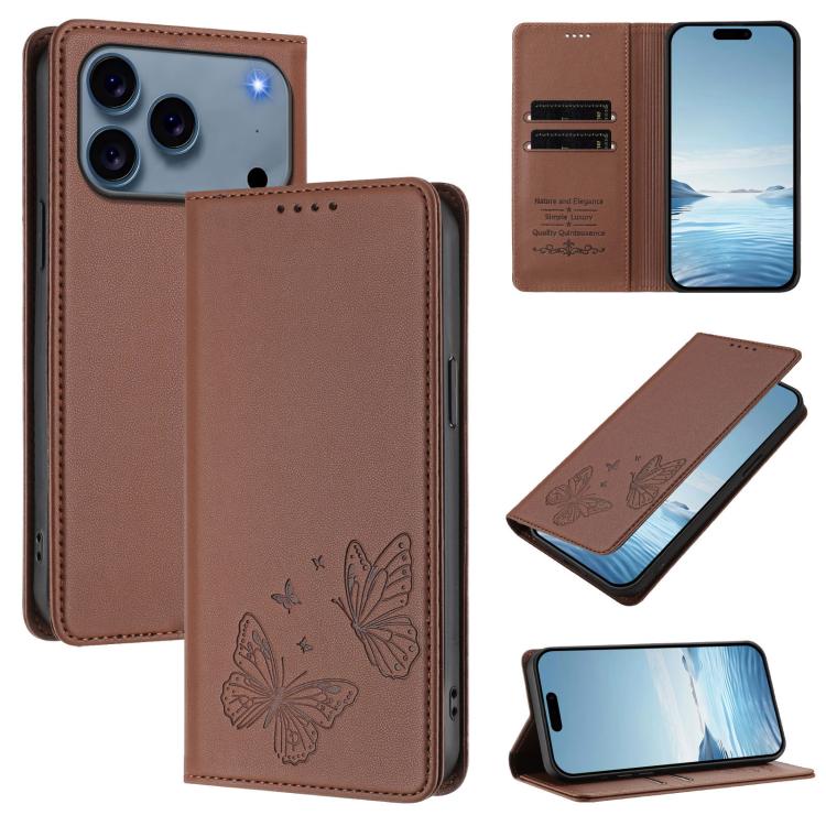 強力磁吸雙蝶形 RFID 素食皮革手機殼，適用於 iPhone 17e / 16e，iPhone 17 Pro Max，iPhone 17 Pro，iPhone 17