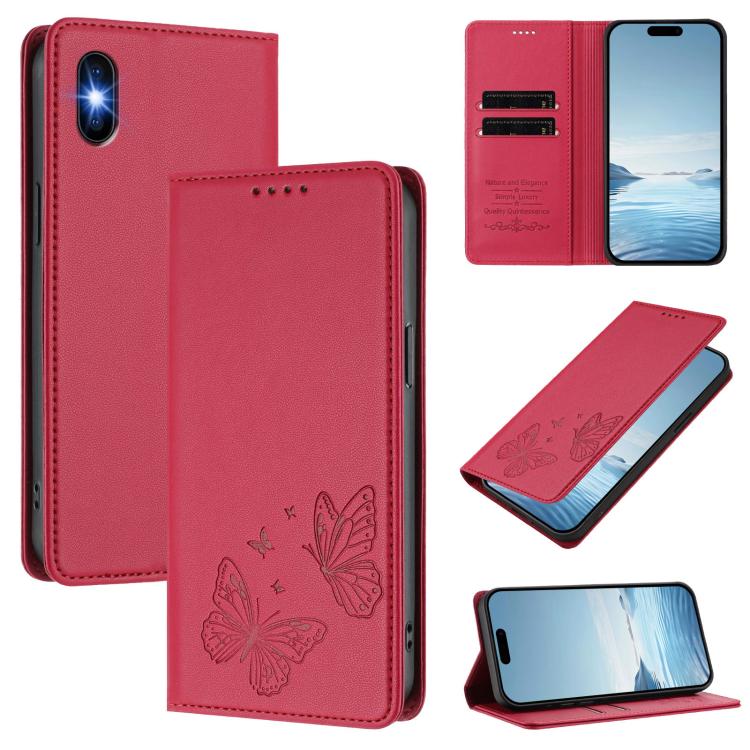 強磁雙蝶RFID素食皮革手機殼，適用於iPhone X / XS、iPhone XR、iPhone XS Max、iPhone 8 Plus / 7 Plus