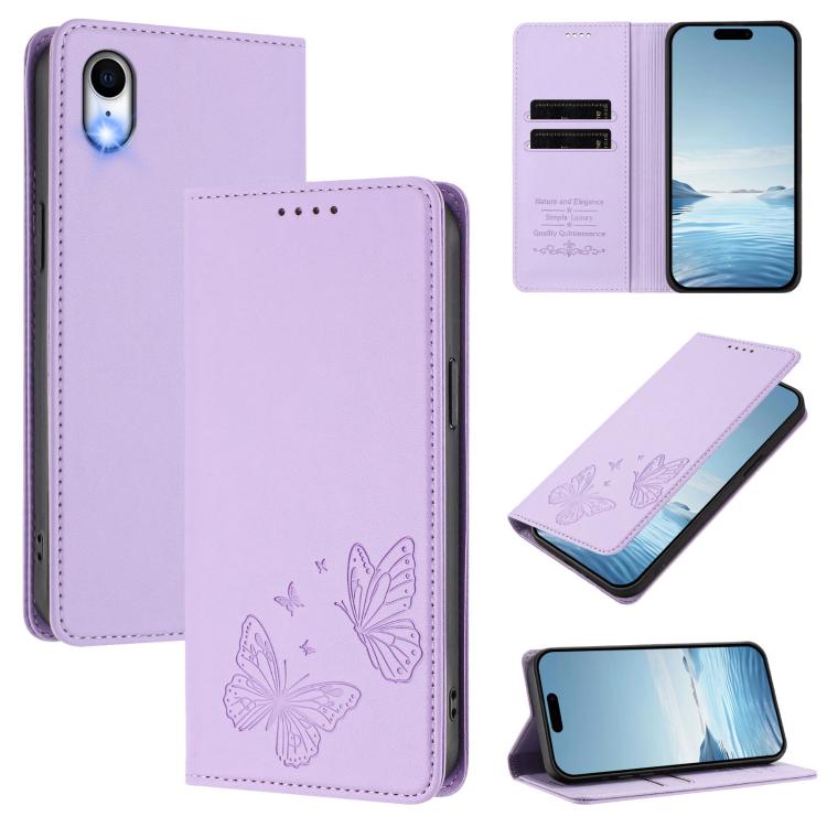 強磁雙蝶RFID素食皮革手機殼，適用於iPhone X / XS、iPhone XR、iPhone XS Max、iPhone 8 Plus / 7 Plus