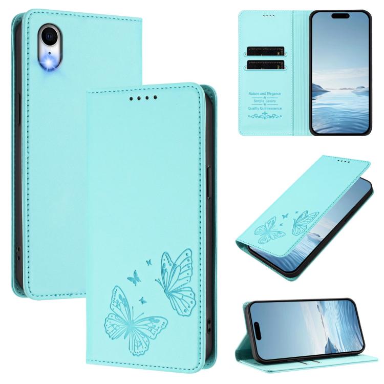 強磁雙蝶RFID素食皮革手機殼，適用於iPhone X / XS、iPhone XR、iPhone XS Max、iPhone 8 Plus / 7 Plus