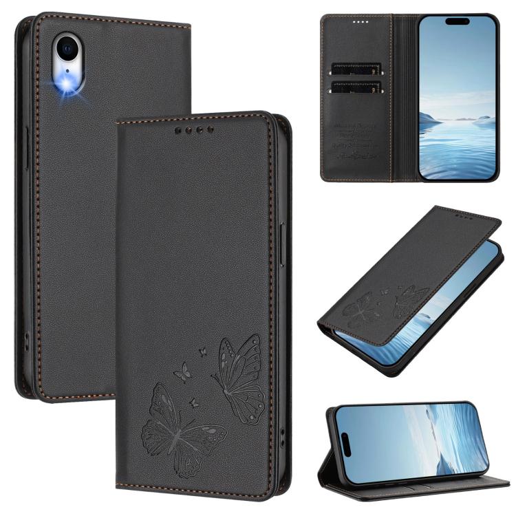 強磁雙蝶RFID素食皮革手機殼，適用於iPhone X / XS、iPhone XR、iPhone XS Max、iPhone 8 Plus / 7 Plus