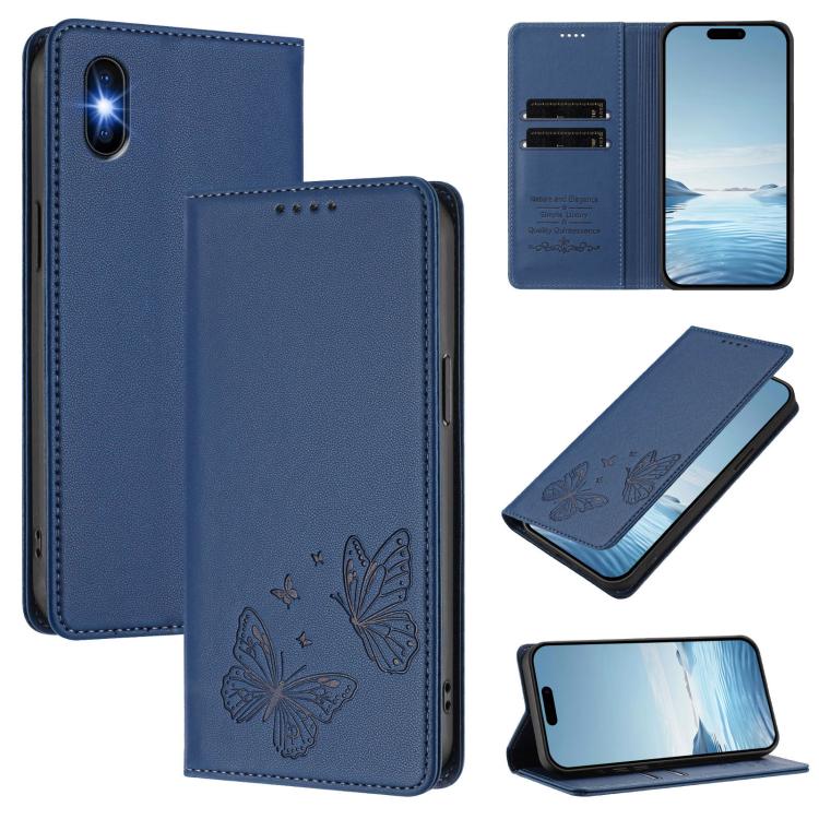強磁雙蝶RFID素食皮革手機殼，適用於iPhone X / XS、iPhone XR、iPhone XS Max、iPhone 8 Plus / 7 Plus